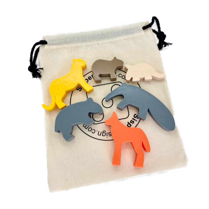 animais brasileiros para bincar e decorar sobre saquinho de algodão